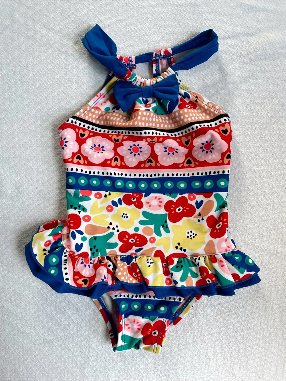 FLOATIMINI Bathing Suit Swimsuit Swimwear Floral Bow Rainbow 3T Swim Beach